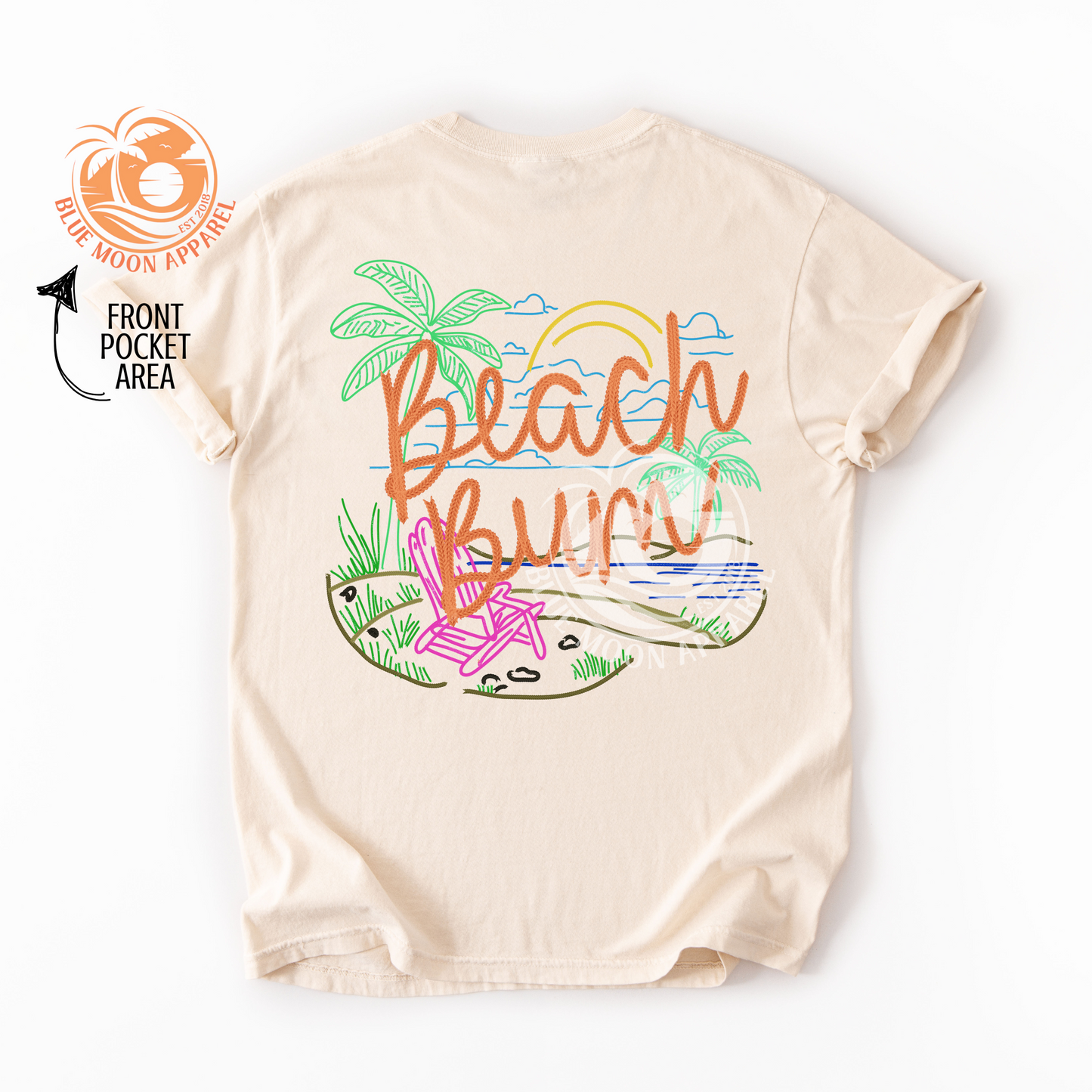 Beach Bum- Faux Embroidery