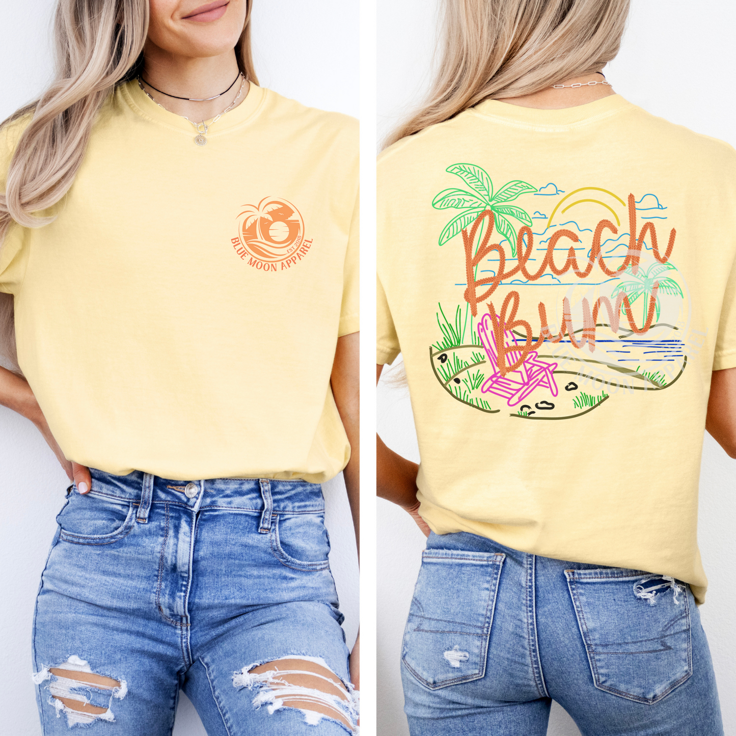 Beach Bum- Faux Embroidery