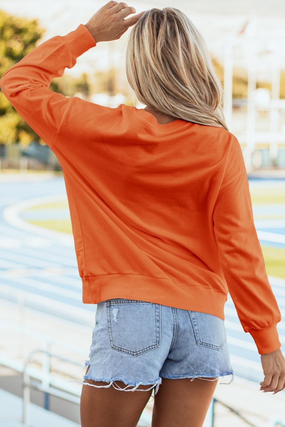 Game Day- Orange Tinsel Embroidered CREW