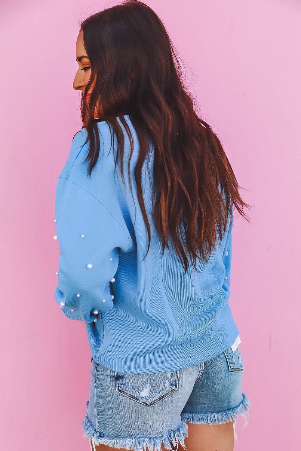 Snowman Pearl Sleeve Sweatshirt