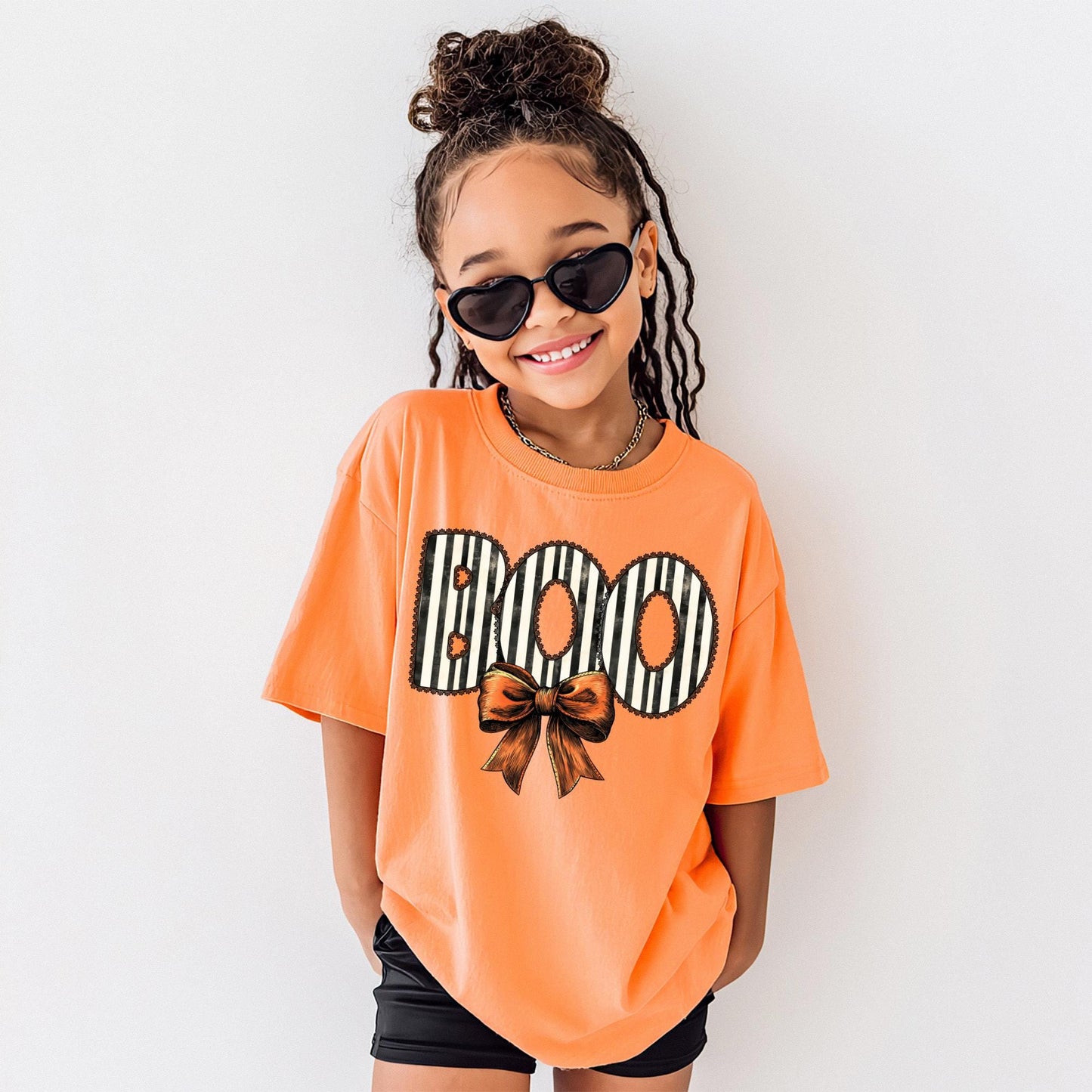 Seersucker Boo With Bow Youth Tee