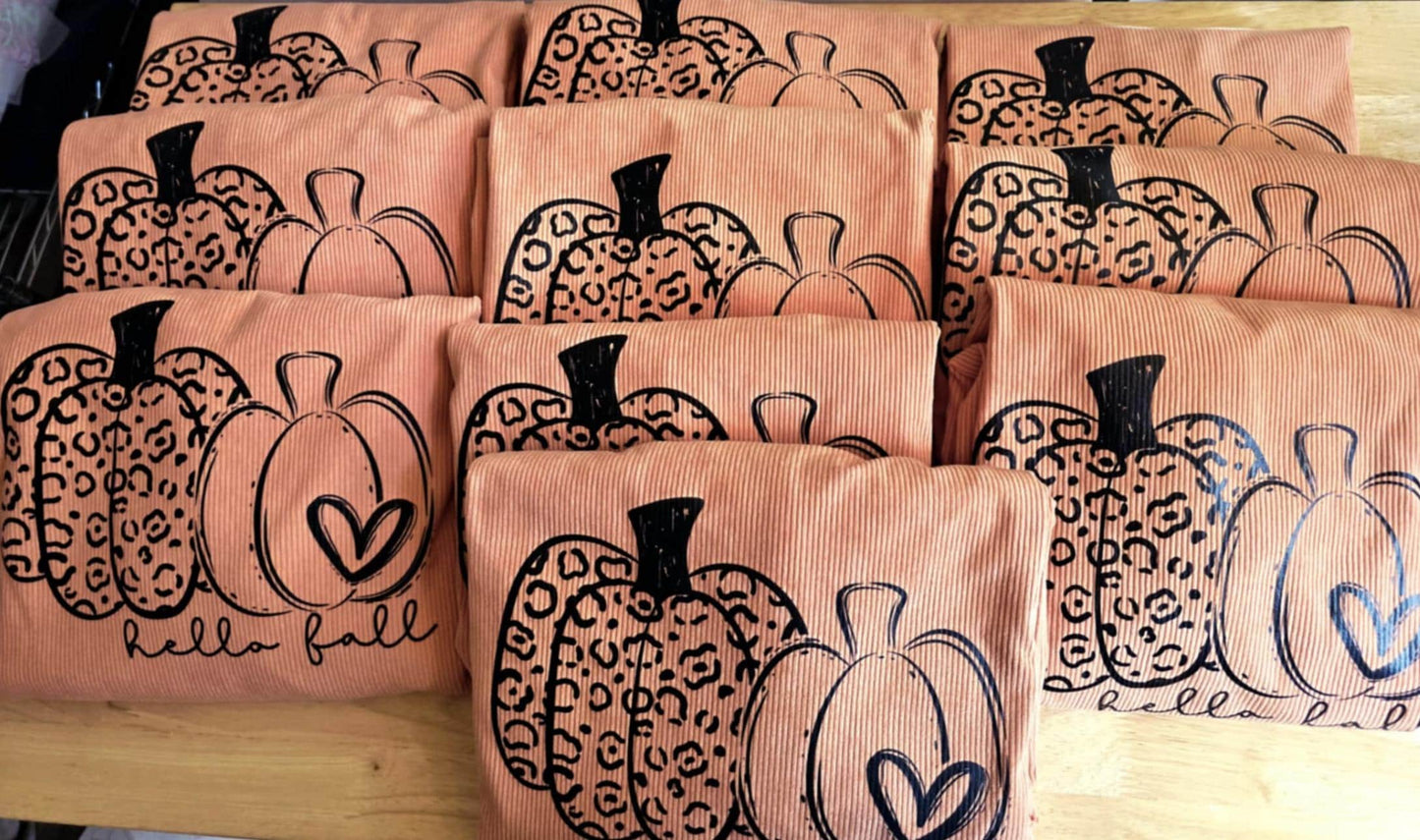 Hello Fall Screen Printed Corded Crew
