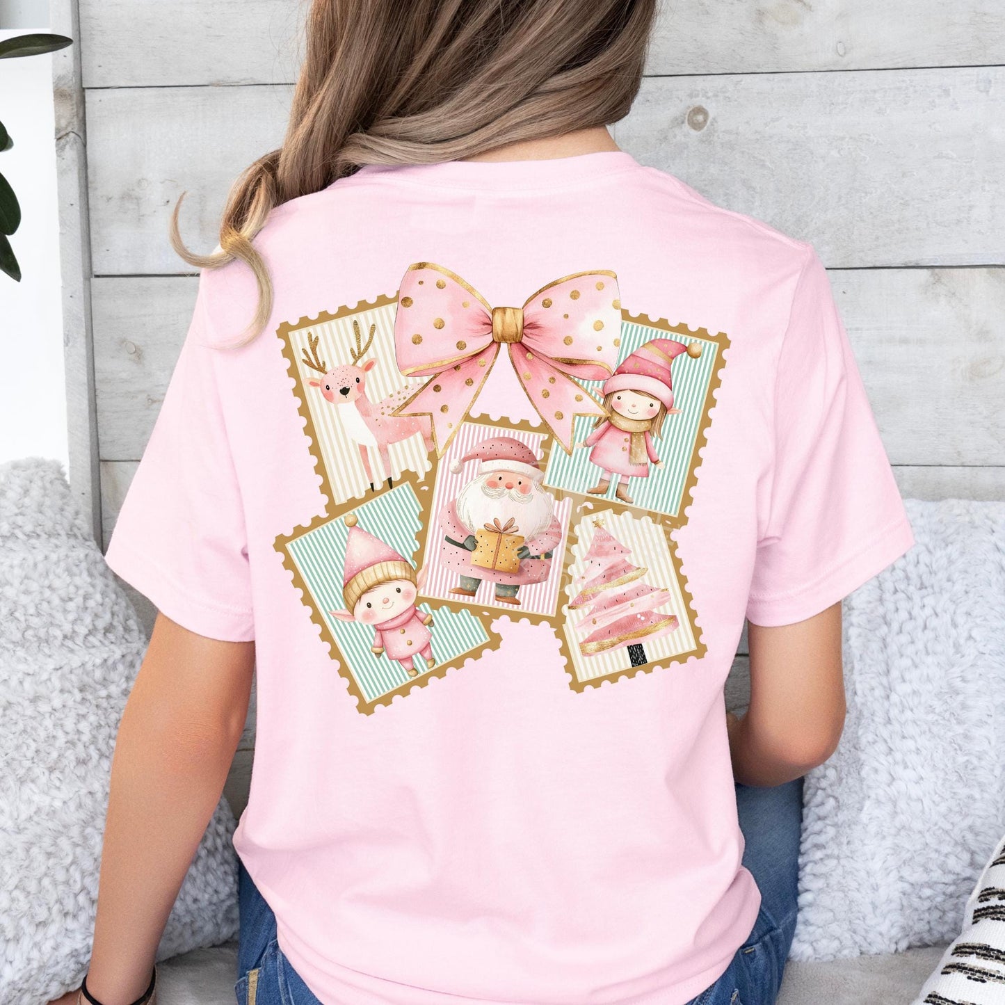 Pink Christmas Coquette Stamps Top