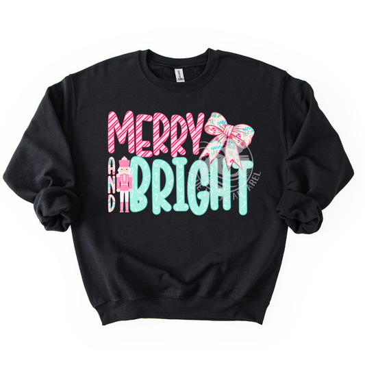 Merry Bright Pink Christmas Doodle- Sweatshirt