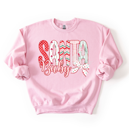 Santa Baby- Pink Christmas Doodle- Sweatshirt