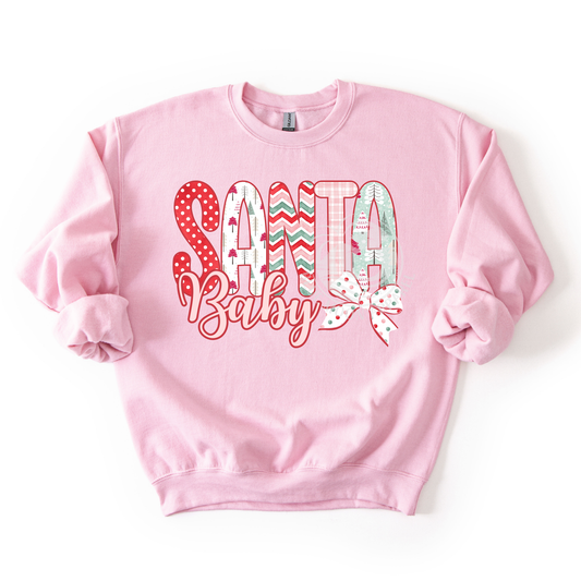 Santa Baby- Pink Christmas Doodle- Sweatshirt