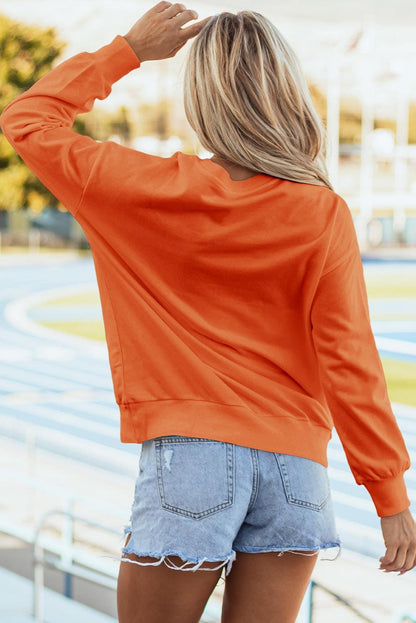 Game Day- Orange Tinsel Embroidered CREW