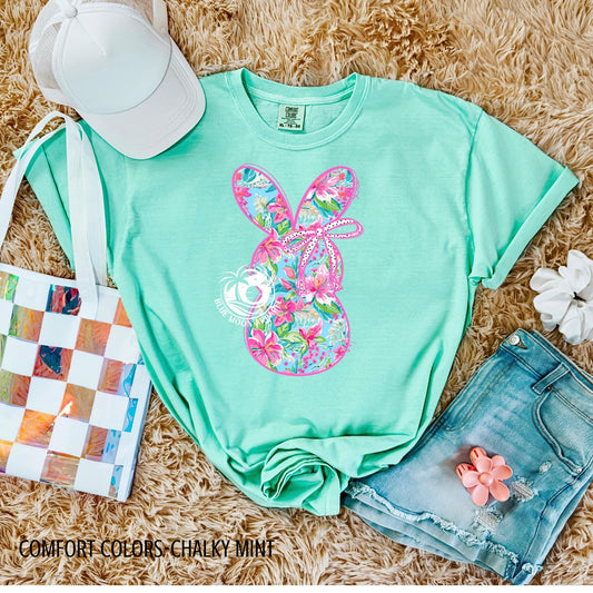 Preppy Floral Easter Bunny With Bow