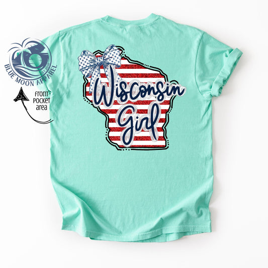 Wisconsin Girl Patriotic Women's Tee