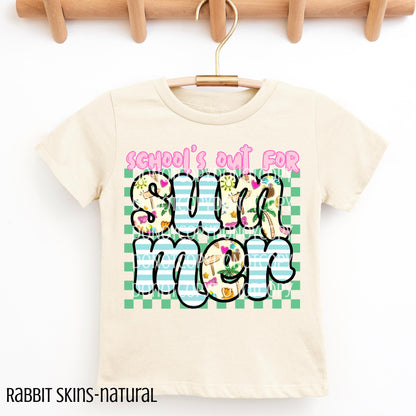 Girl School's Out For Summer- Retro Peace Out School- Kid's Tee