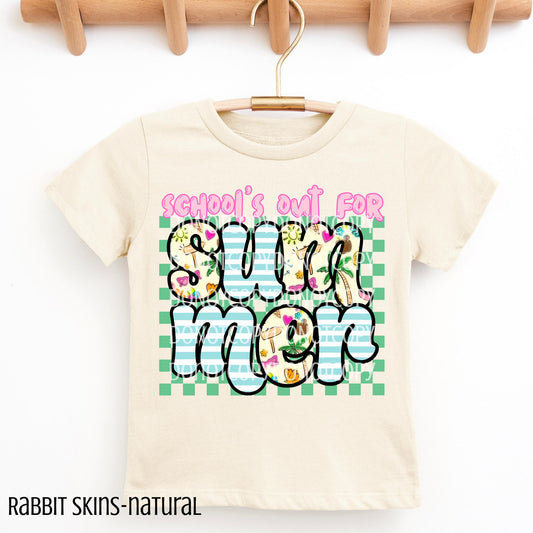 Girl School's Out For Summer- Retro Peace Out School- Kid's Tee