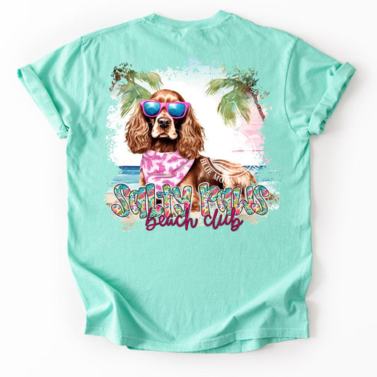 Brown Cocker Spaniel Salty Paws Social Club- Women's Tee