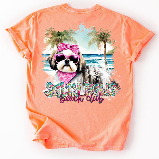 Shih Tzu Doggie Lover Salty Paws Social Club- Women's Tee