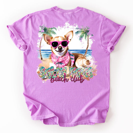 Chihuahua Lover  Beach Dog Salty Paws Social Club Women's Tee