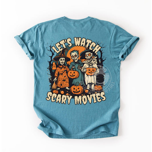 Let's Watch Scary Movies- Retro Halloween Tee