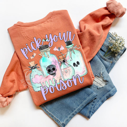 Pick Your Poison- Pastel Halloween Printed Graphic Top