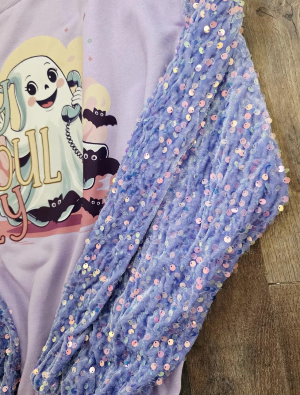 Hey Ghoul Hey- Sequin Sleeve Pullover