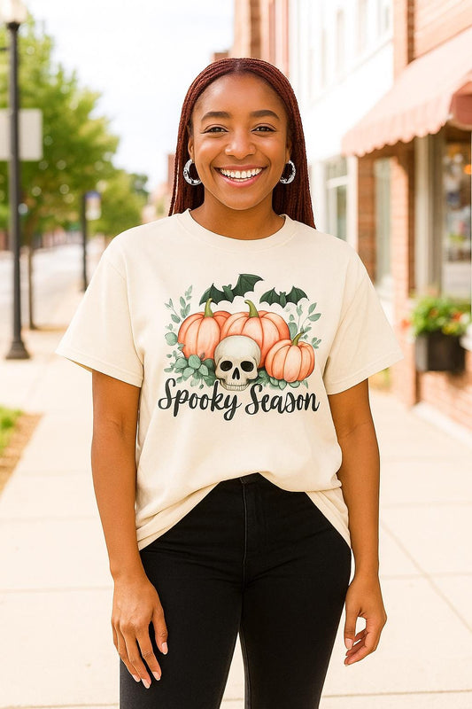 Spooky Season Skull and Pumpkins Tee