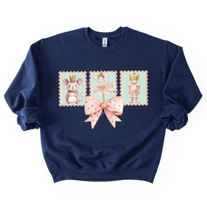 Nutcracker Pastel Christmas Stamps Sweatshirt