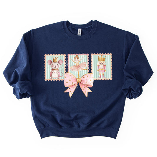 Nutcracker Pastel Christmas Stamps Sweatshirt