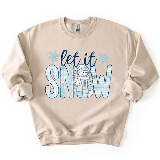 Let It Snow- Patchwork Snowman-Sweatshirt