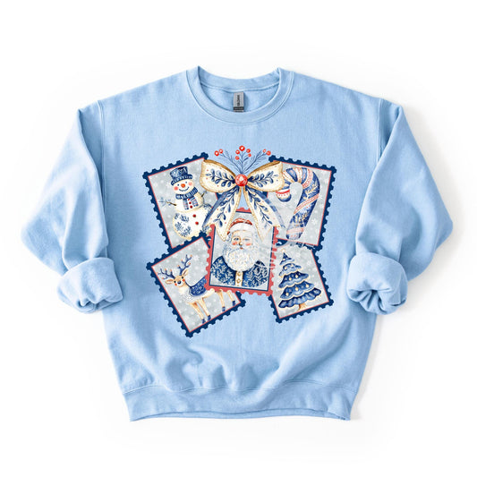 Blue Christmas Stamps-Sweatshirt